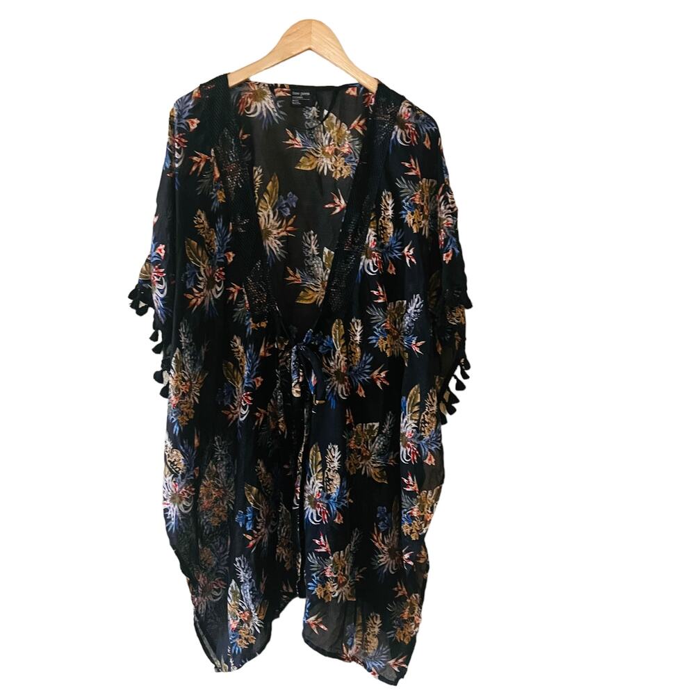 Free Press Floral Tassel  Tie Front Kimono Cover Up One Size